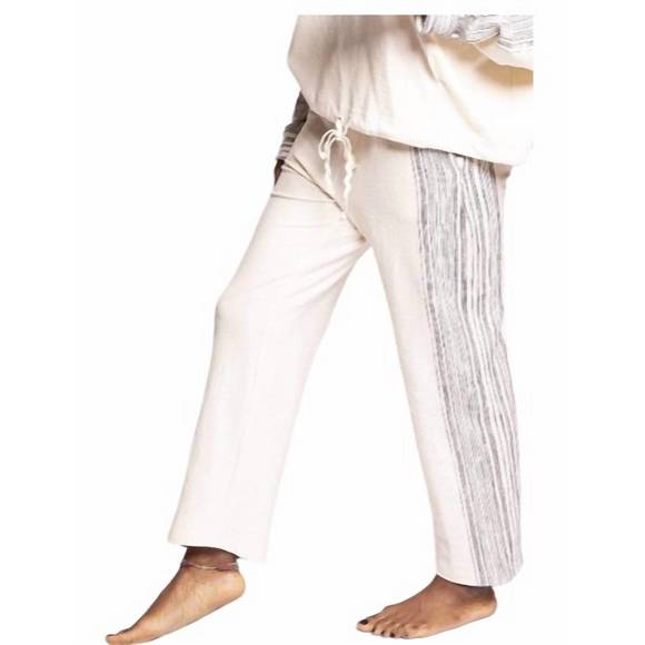 NEW EVA FRANCO stripe chia jogger pants in white - Picture 1 of 1